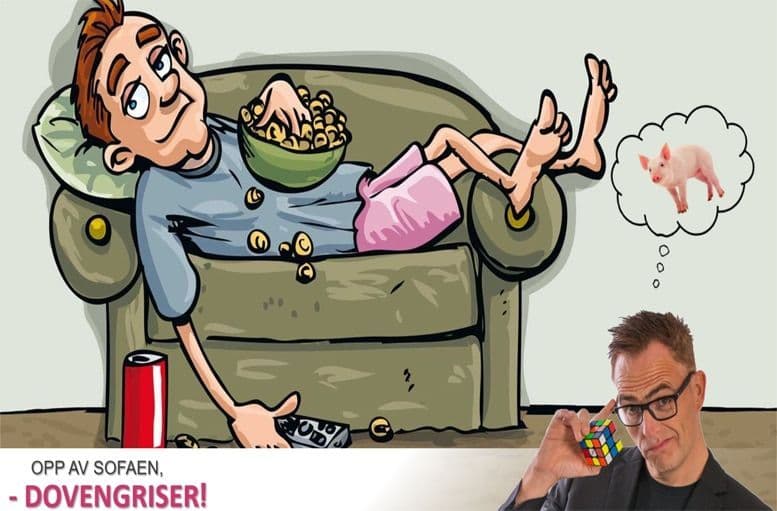 Grafikk for foredraget Opp av sofaen, dovengriser.